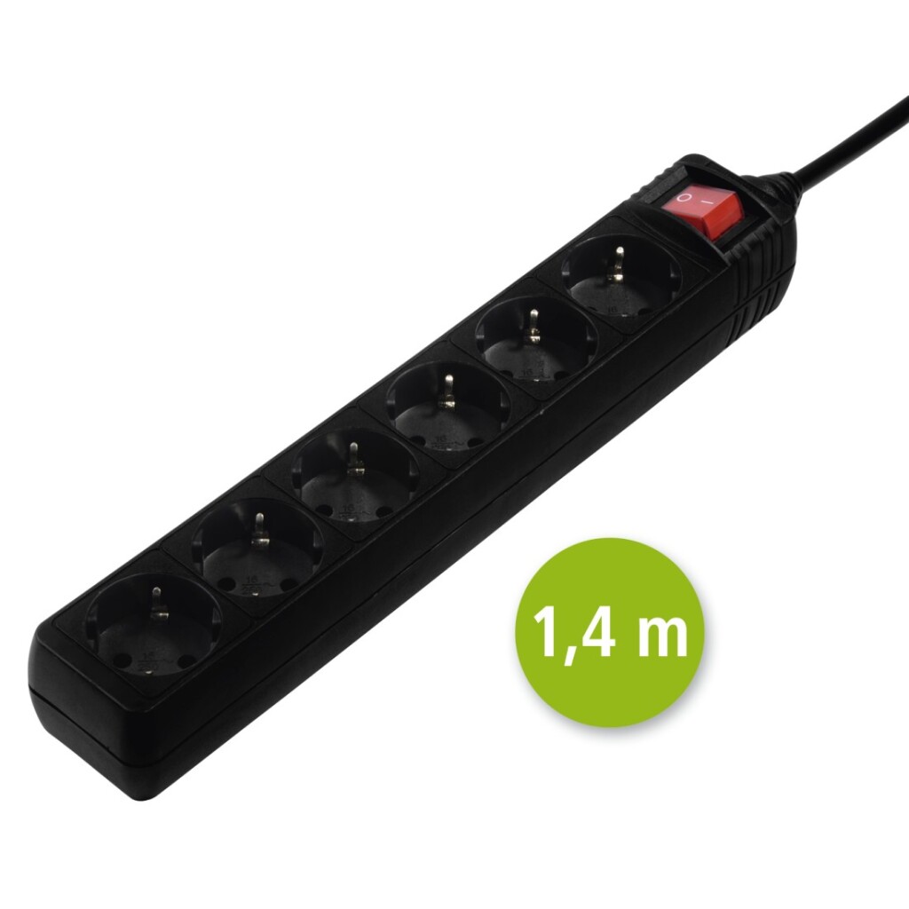 Hama Stekkerdoos 6-voudig Schakelaar 1.4m Zwart - Afbeelding 2